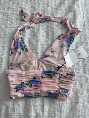 ZARA - Mini halter top with flowers NWT thumbnail 2
