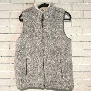 Altar’d State- Light Grey & White Super Soft Sherpa Vest w/ Zip Pockets- Size S thumbnail 1
