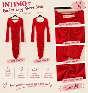 Red long sleeve crunchy dress Size M thumbnail 2