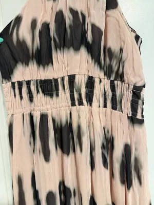 Anthropologie The Somerset Maxi Dress Halter Tiered Pink Black Tie Dye Size S thumbnail 4