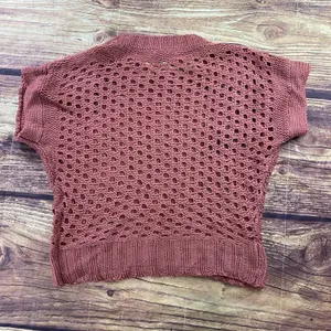 Love Change Women's Sweater Shirt XL Dark Pink Knit Short Sleeve Top thumbnail 2