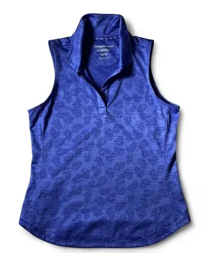 Tommy Bahama IslandZone Sleeveless Polo Shirt XS Blue‎ Pineapple Print Golf thumbnail 1