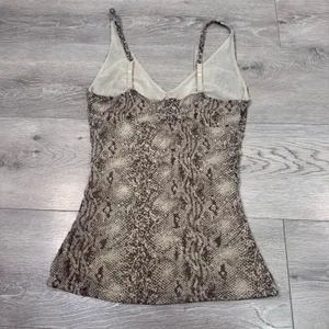 Express Vintage Y2K Brown Snakeskin Mesh Ruched Camisole Top Womens Medium 2007‎ thumbnail 2