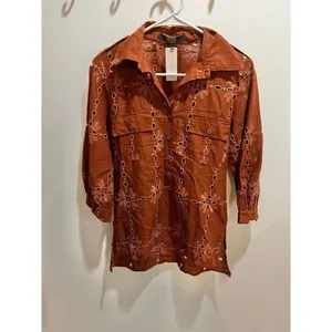 Anthropologie NWT Eva Franco Women Small Josie Eyelet Shirt Western Cowgirl Boho thumbnail 3