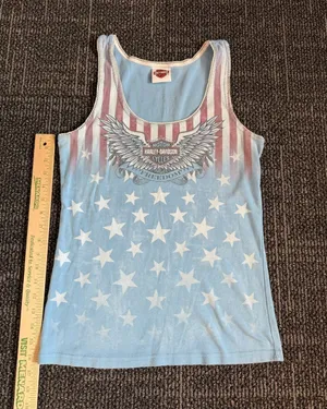 Harley Davidson Wausau, WI Women's Tank Top Stars And Stripes Medium thumbnail 1