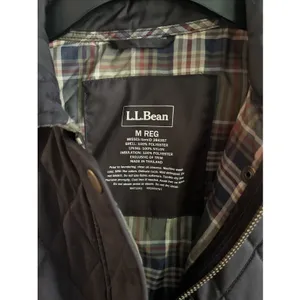 LL Bean Diamond Quilted Full Zip‎ Vest MED Black Plaid Lined Cord Collar thumbnail 3