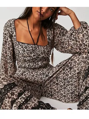 Free People Forever Timeless Soulmate Cut Out Boho Brown Jumpsuit S thumbnail 5