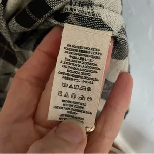 Free People Black White Checkered Gauzy Flannel Button up Top with Cutouts XS‎ thumbnail 4