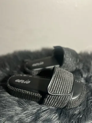 Aerie Straw Sandal Black Braided Strap Slide Sandals Size 7 thumbnail 8
