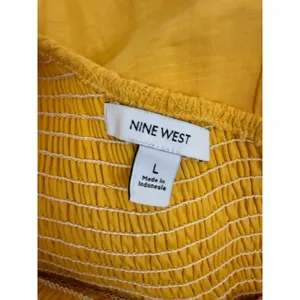 Nine West One‑Shoulder Yellow Smocked Maxi Dress SzL thumbnail 7