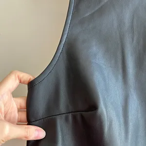 Kirious Faux Vegan Leather Cropped Tank Top, Black Tank, Women’s Size Large thumbnail 6