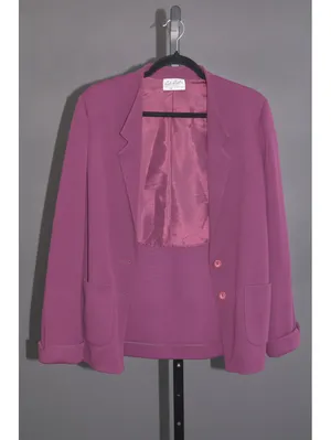 Vintage (70s) Paula Brooks Original Magenta Purple Blazer Patch Pockets Size 2X thumbnail 4