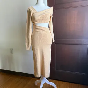 SHOWPO | Butter Cream Yellow Alabama Midi Knit Dress Off Shoulder Cutout Size 2 thumbnail 2