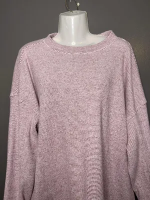 Aerie Sweater Womens Medium Pink Striped Waffle Knit Crew Neck Pullover Cozy thumbnail 1