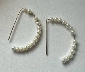 Elegant Pearl Hoop Earrings thumbnail 1