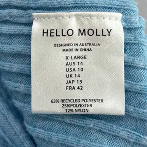 Hello Molly Light Blue Ribbed Knit Zip Up Cardigan Sweater XL US 10 Collar thumbnail 3