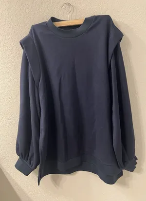 TED BAKER Womens‎ Oversized Sweatshirt Jumper Size 5 Navy Blue Viscose thumbnail 1