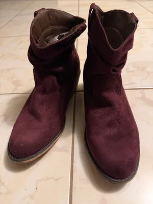 dingo Burgundy Suede Slouch Ankle Boots thumbnail 1