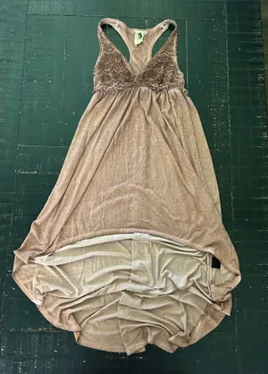 Lace-Trim Racerback Maxi Dress in Dusty Mauve thumbnail 1