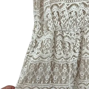 Alice + Olivia Cassia Romper Sleeveless Lace Crochet‎ Zipper White Beige Size 8 thumbnail 7