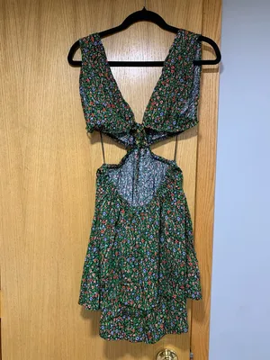 Olivaceous Floral Cut Out Mini Dress - Size Small thumbnail 2