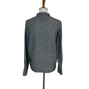 Out From Under Striped Mock Neck‎ Long Sleeve Pullover Top Gray White Small thumbnail 3