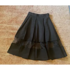 EXPRESS Black A-Line Midi SKIRT with Sheer Panel Details Size XS NWOT thumbnail 2