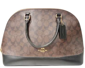 Coach Katy Satchel In Signature Canvas Brown Black Shoulder Bag thumbnail 1
