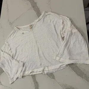 Free People We The Free Dahlia Thermal Waffle Knit Bell Sleeve Top Women’s Small thumbnail 6