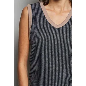 POL V-Neck Contrast‎ Ribbed Sleeveless Tank - Large thumbnail 6