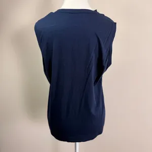 Quince Navy Blue Muscle Tank Top Womens Large Sleeveless Crew Neck Jersey Basic thumbnail 3