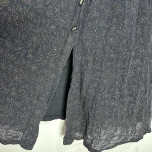 Sand Dollars Black Gold Glitter Floral Gauze Sleeveless Midi Dress Toggle Button thumbnail 6