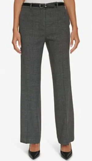 Calvin Klein Women's Brown Herringbone Belted Pants Size 12 N… thumbnail 1