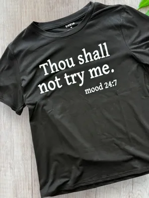 Women’s Medium “Thou Shall Not Try Me” Black Short Sleeve T-shirt • BNIB thumbnail 8