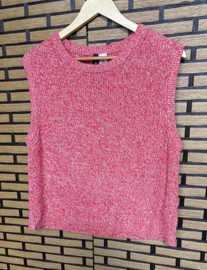 H&M‎ Divided Pink And Red Marled Knit Sweater Tank Top Size XXL thumbnail 1