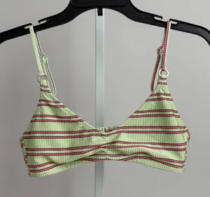 Women's Aerie Striped Bikini Top‎ Size M Green thumbnail 1