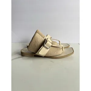 Dolce Vita Ilene Sandals Womens 8.5 Cream Off White Buckle Square Thong Slide thumbnail 3
