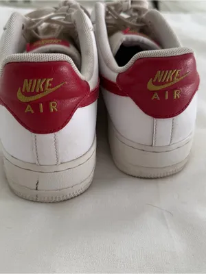 Nike Air Force 1s in white and gym red with gold accents size women’s 9.5 thumbnail 2