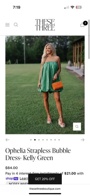 Kelly Green Bubble Dress These Three Boutique thumbnail 3