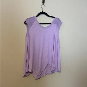 Free People Keep It‎ Casual Tee Lilac Linen Blend Short Sleeve Flowy Top Size XS thumbnail 8