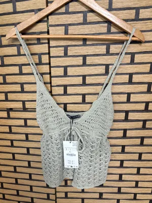 Zara Green Crochet cami size small thumbnail 1