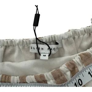 English Factory Crop Top Tan White Striped Ruffle Strap Womens Medium NEW thumbnail 5