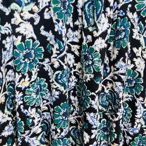 Free People NWT “Olivia” blue and green floral print swingy tunic mini dress. M thumbnail 4