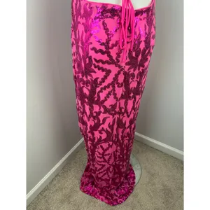 Iris Pink Sparkly Sequined Formal Low Back Evening Prom Dress Large thumbnail 6
