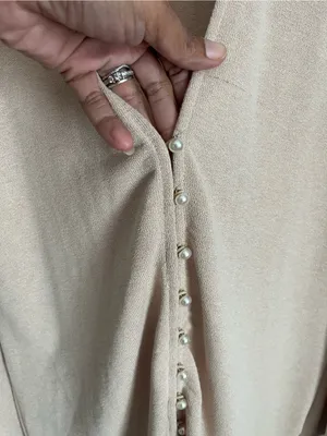 PRINCESS POLLY Beige Pearl-Button V-Neck Cardigan Sz 12 thumbnail 3