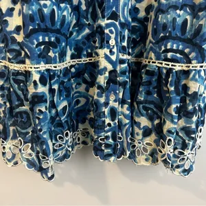 House of Harlow Melba Blue Floral Ruffle Button Front Sleeveless Mini Dress XS thumbnail 11