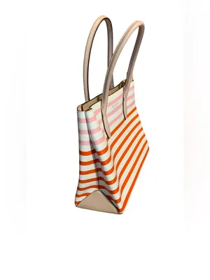 Kate Spade "Patrice" Tropical White, Red, Orange & Pink Tote Bag W/Tan Accents thumbnail 5