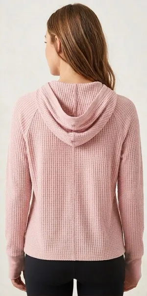 Calvin Klein Jeans Women’s Long Sleeve Waffle-Knit Hooded Pullover Shirt Size M thumbnail 1