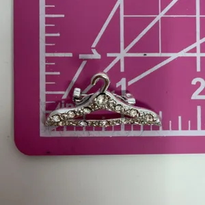 Rhinestone Clothes Hanger Brooch Pin Silver Tone 1.25in Vintage Style thumbnail 3