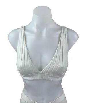 Alo Ribbed Take Comfort White Sleeveless Gym Athletic Activewear Tank Bra Top S thumbnail 1